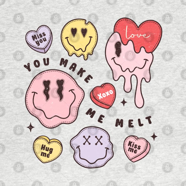 You Make Me Melt XOXO Miss You Hug Me Kiss Me Emoji Face Melting Face by Pop Cult Store